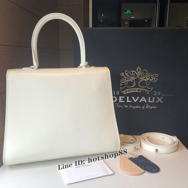 Delvaux頂級原單Brillant box皮雙環象牙白手提女包 德爾沃專櫃經典Brillant PM包袋 bxs1068